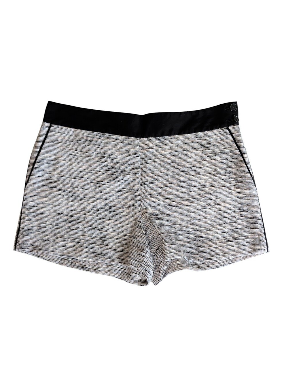 NWOT Ann Taylor LOFT Textured Tweed Dress Shorts 6 Black White Taupe Pockets